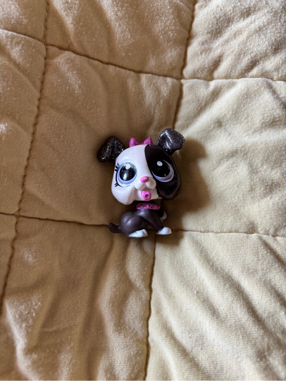 Littlest Pet Shop Black White and Pink Puppy Figure